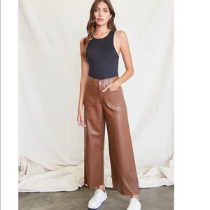 Faux Leather Wide Leg Pants